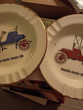 Two Vintage White Porcelain Ashtrays